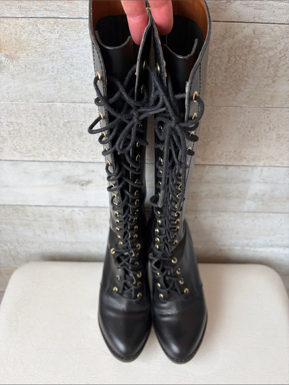 Dr Martens Gilda heeled black knee high tall boots - Picture 8 of 12